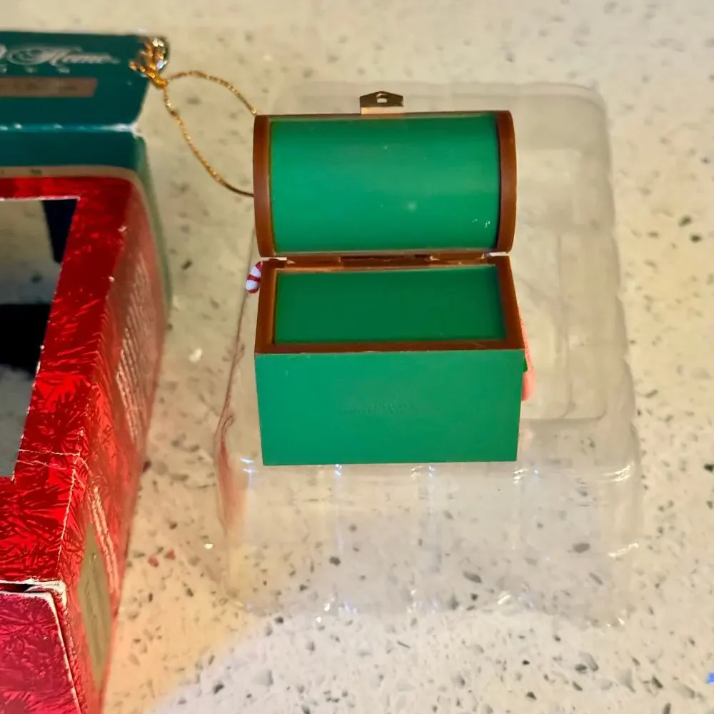 1990's Vintage Mouse In A Toy Chest Ornament Christmas Collectible with Box